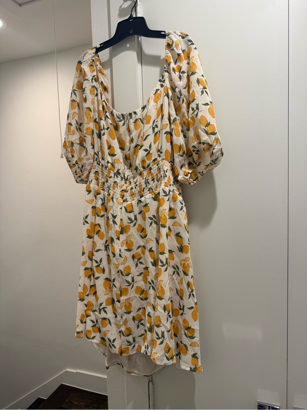 Reformation White Lemon-Print Mini Dress with Yellow and Green - Picture 3 of 6
